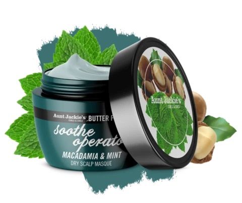 Aunt Jackie's Butter Fusions SOOTHE OPERATOR Macadamia  & Mint Dry Scalp Masque 227g/8oz