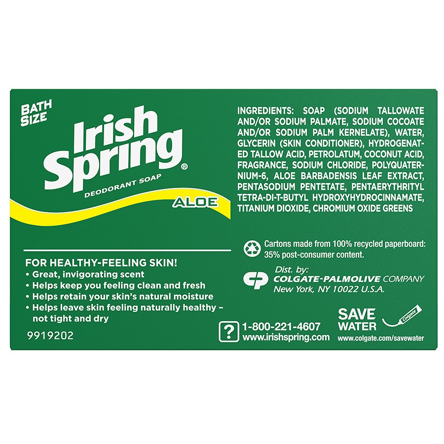 Irish Spring Deodorant Soap Aloe-106.3g/3.75oz