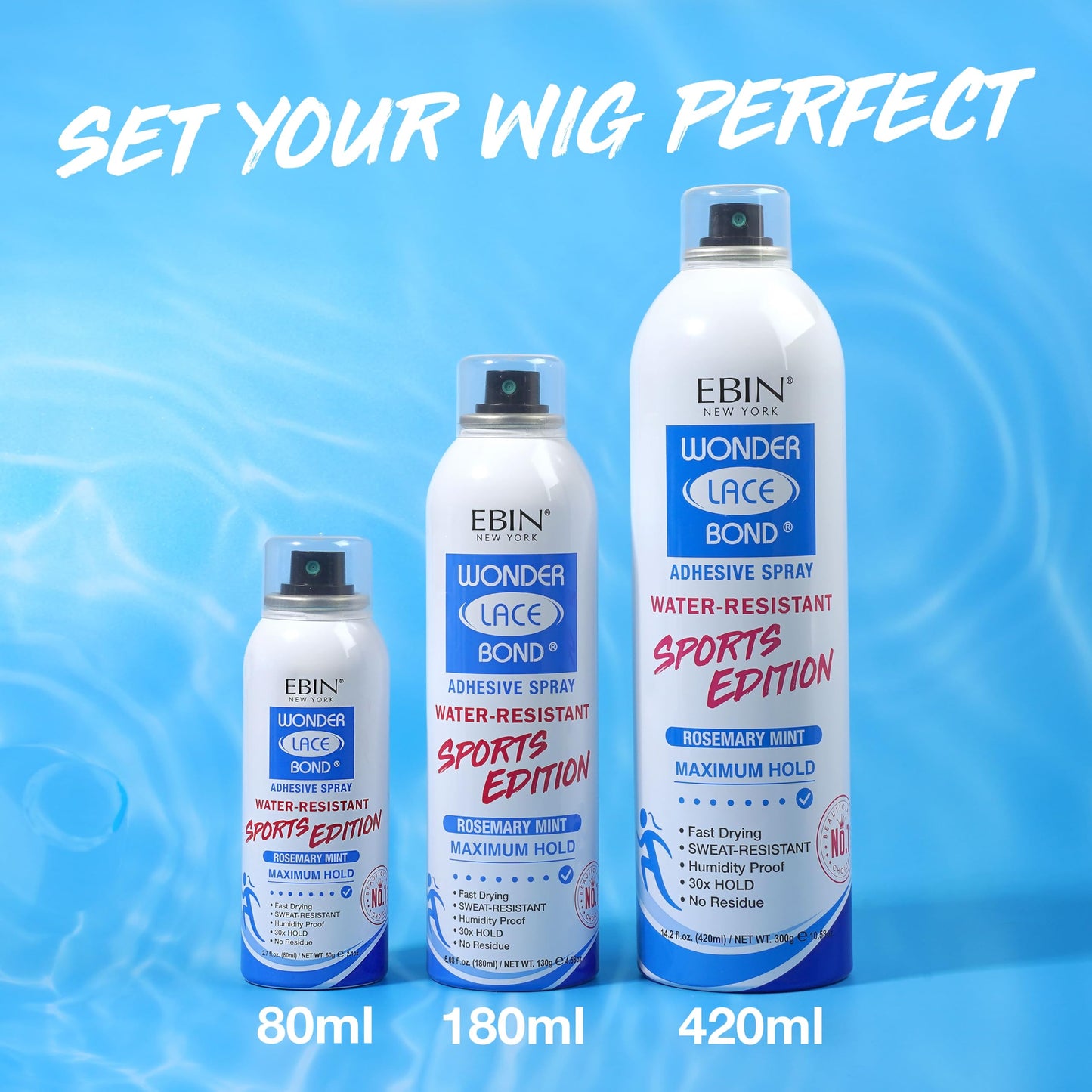 Ebin Wonder Lace Bond Adhesive spray Sports Edition Maximum Hold -Rosemary Mint