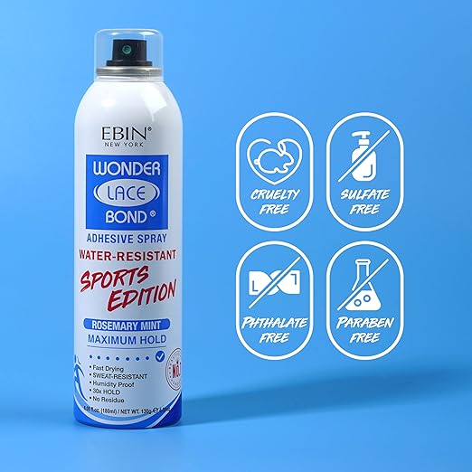 Ebin Wonder Lace Bond Adhesive spray Sports Edition Maximum Hold -Rosemary Mint