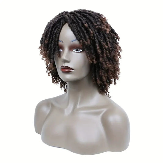 Short Hair Braided Non-toxic Wig African Curly Wig Synthetic Wig African Hair Braided Hook Braided Wig Dirty Braid Headgear