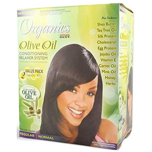 Organics By Africa's Best Olive Oil Conditioning Relaxer System 2 Value Pack - Regular