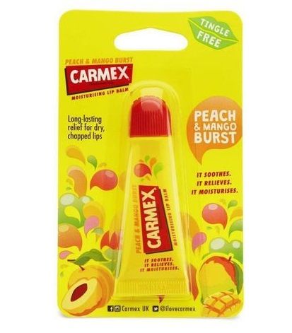 CARMEX MOISTURISING LIP BALM PEACH & MANGO BURST TUBE