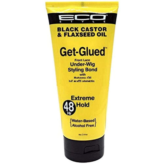 Eco Style Black Castor & Flaxseed Oil Get Glued -Extreme hold 6 oz/177 ml