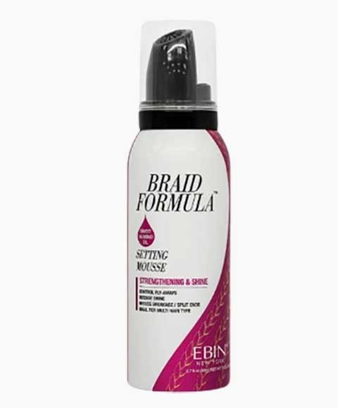 EBIN Braid Formula Strengthening & Shine Setting Mousse with Sweet Almond Oil -80 ML/2.7 FL.OZ