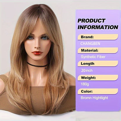 Elegant And Heat-resistant, Non-toxic Wig With Long Curly Hair And Waves, Synthetic Wig With Bangs, Daily Wig, Suitable For The Whole Scene.