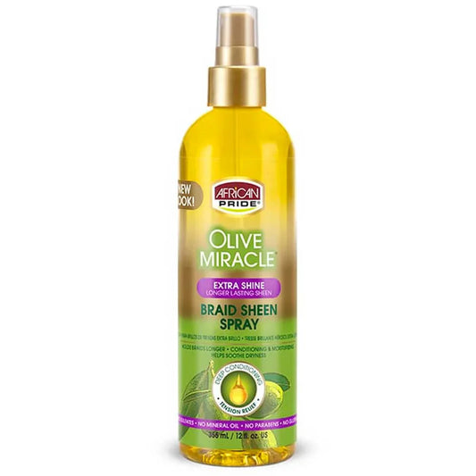 African Pride Olive Miracle Extra Shine Braid Sheen Spray 355ml/12oz