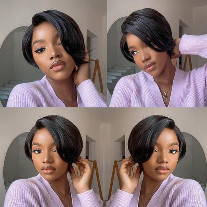 Human Hair Lace Bob Non-toxic Wig-pre-drawn, 13X4X1 Lace,  Short Straight, T-part Lace Front Short Wig, Suitable For The Whole Scene.