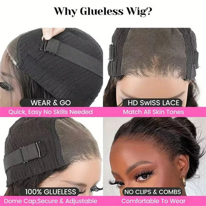 4X4 Transparent Lace Front Bob Feint No Glue Wearable Natural Human Hair Wig
