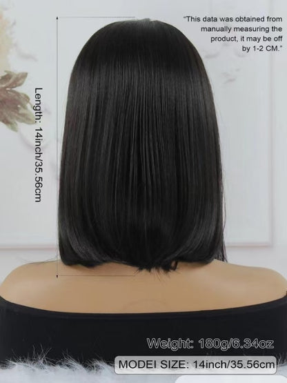 13x4x1 Lace Synthetic Non-toxic Wig, Wave Head Straight Hair, 14-inch Non-adhesive Lace Front Piece, Suitable For The Whole Scene.